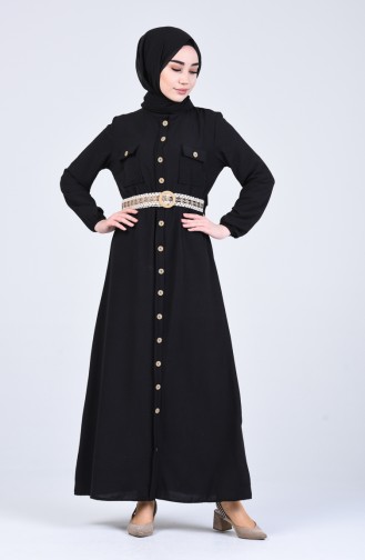 Schwarz Hijab Kleider 8016-04