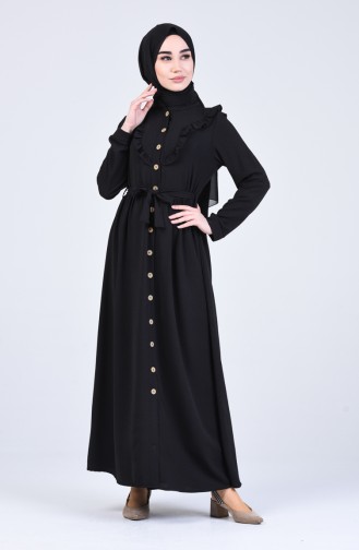 Schwarz Hijab Kleider 8018-01