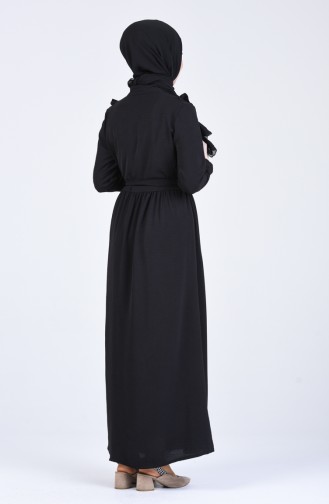 Schwarz Hijab Kleider 8018-01