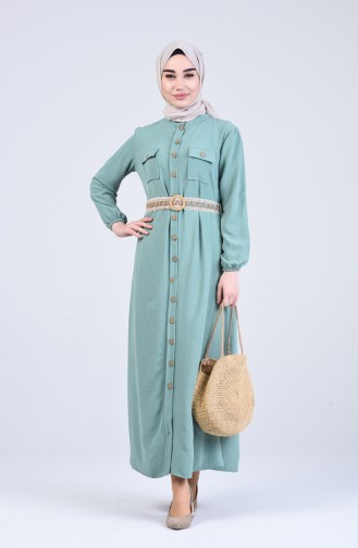 Green Almond Hijab Dress 8016-01