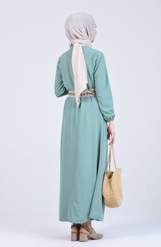 Unreife Mandelgrün Hijab Kleider 8016-01