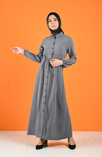 Aerobin Fabric Full Length Buttoned Dress 5388-10 Gray 5388-10