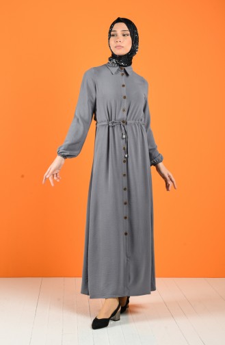 Aerobin Fabric Full Length Buttoned Dress 5388-10 Gray 5388-10