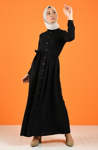 Schwarz Hijab Kleider 5628-03