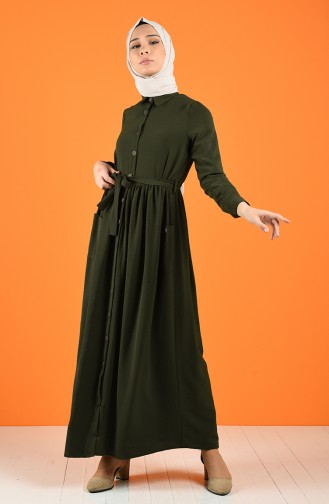 Dunkel Khaki Hijab Kleider 5628-06