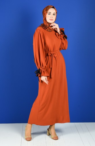 Ziegelrot Hijab Kleider 5780-04