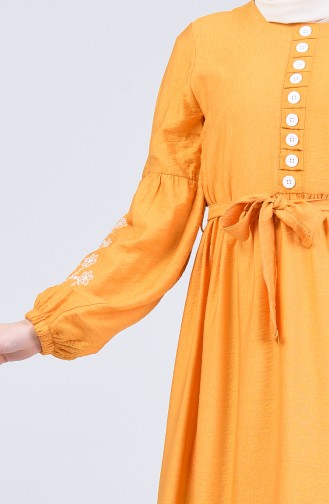 Mustard Hijab Dress 8028-01