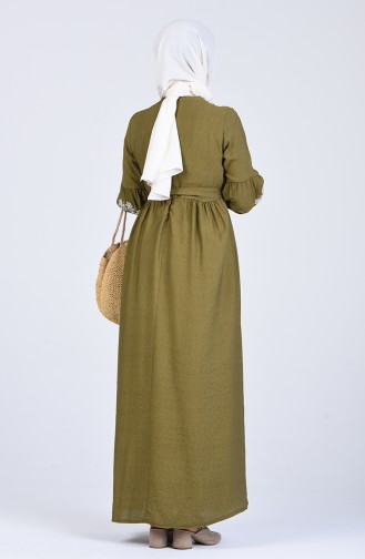 Dark Khaki Hijab Dress 8028-06