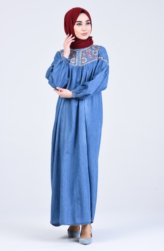 Robe Hijab Bleu Jean 8037-01