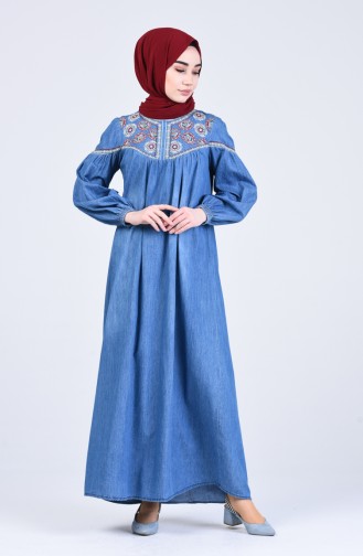 Robe Hijab Bleu Jean 8037-01