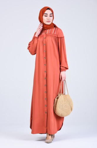 Ziegelrot Hijab Kleider 8039-01