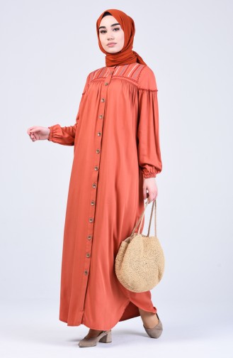 Brick Red Hijab Dress 8039-01