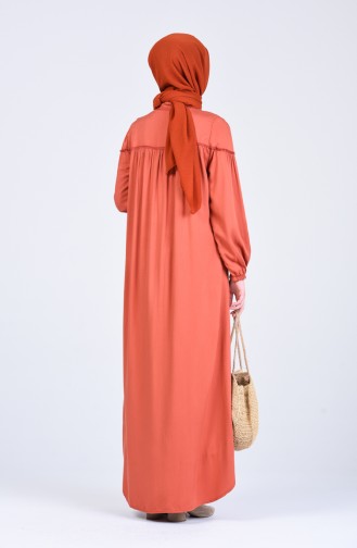 Brick Red Hijab Dress 8039-01