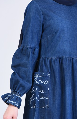 Navy Blue Hijab Dress 8054-01