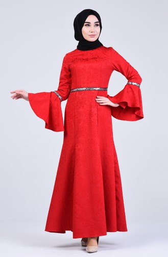 فستان أحمر كلاريت 60126-02