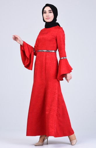 Claret Red Hijab Dress 60126-02