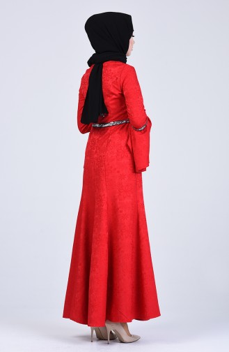 فستان أحمر كلاريت 60126-02