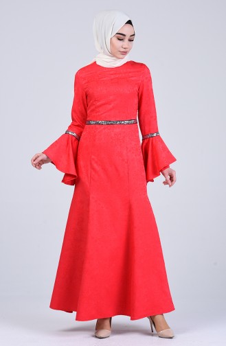 Red Hijab Dress 60126-10