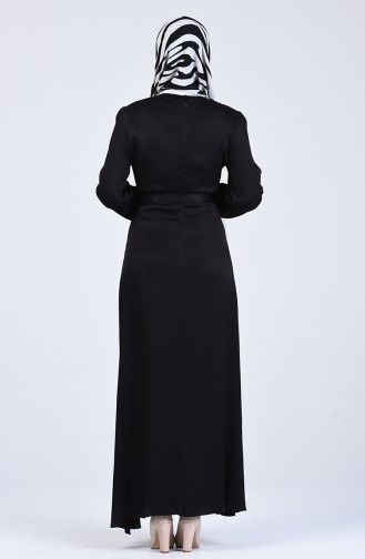 Kuşaklı Elbise 60147-01 Siyah