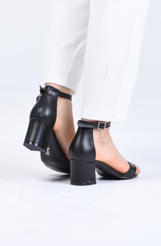 Bayan Bant Detaylı Topuklu Ayakkabı 0017-04 Siyah Rolex