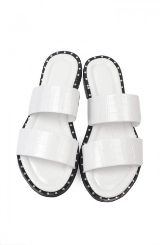 White Summer Slippers 8141-1