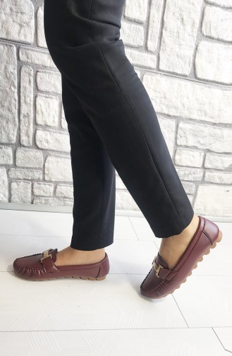 Claret Red Women`s Flats 2035-01