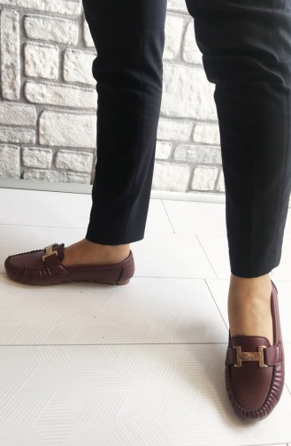 Claret Red Women`s Flats 2035-01