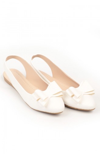حذاء مسطح أبيض 6671-1
