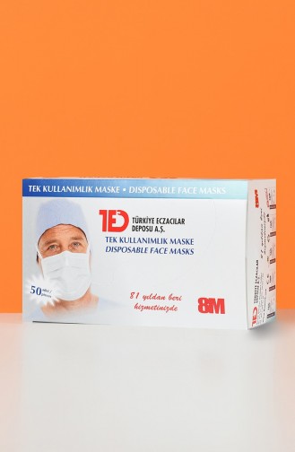 Tek Kullanımlık 50 Adet Telli 8M Maske 8821-01 Beyaz