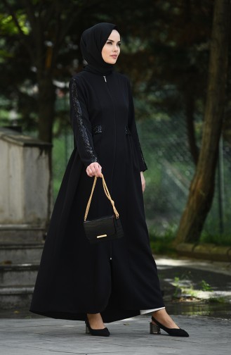 Abaya à Paillettes 8125-01 Noir 8125-01