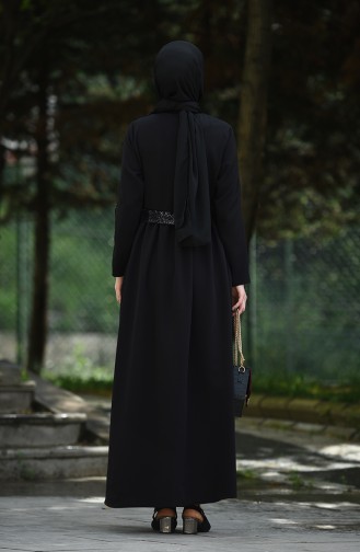 Abaya à Paillettes 8125-01 Noir 8125-01