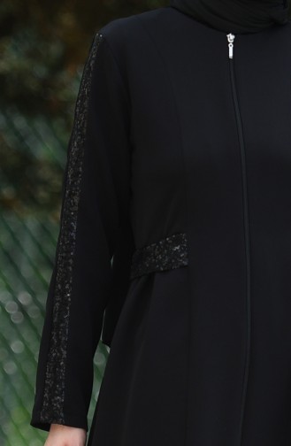 Abaya à Paillettes 8125-01 Noir 8125-01