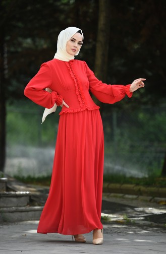 Geknöpftes Abendkleid 8107-01 Koralle 8107-01