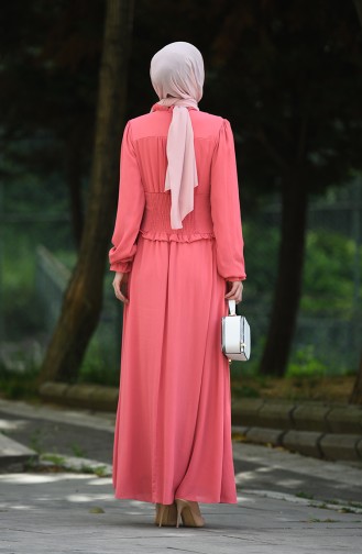 فستان سهرة بأزرار أمامية لون الورد المجفف 8107-05