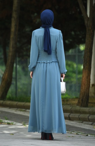 Indigo Hijab Evening Dress 8107-08