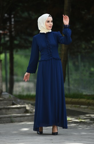 Dunkelblau Hijab-Abendkleider 8107-11