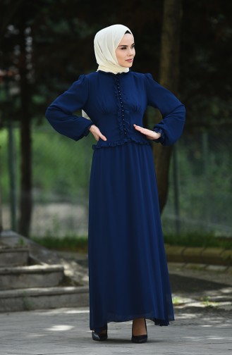 Dunkelblau Hijab-Abendkleider 8107-11