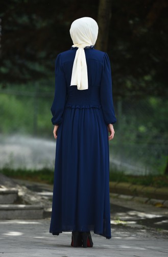 Geknöpftes Abendkleid 8107-11 Dunkelblau 8107-11