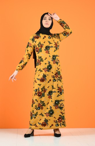Mustard İslamitische Jurk 8870-03