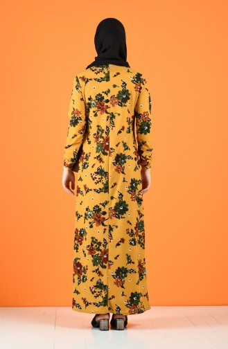 Mustard İslamitische Jurk 8870-03