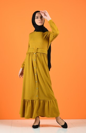 Senf Hijab Kleider 8054-02