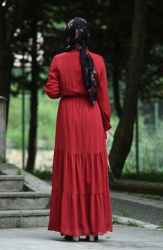 Claret Red Hijab Dress 8037-04