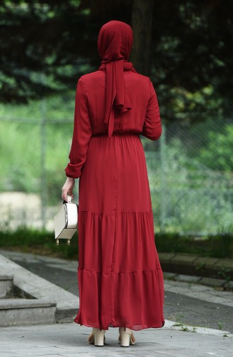 Dark Claret Red Hijab Dress 8037-02