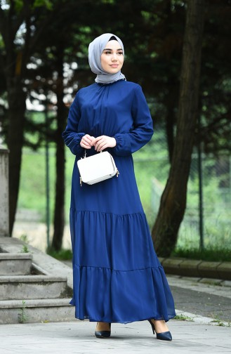 Dunkelblau Hijab Kleider 8037-12