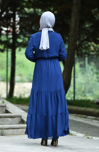 Dunkelblau Hijab Kleider 8037-12