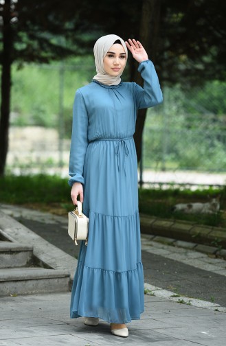 Petroleum-Blau Hijab Kleider 8037-15