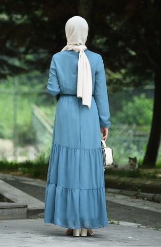 Petroleum-Blau Hijab Kleider 8037-15