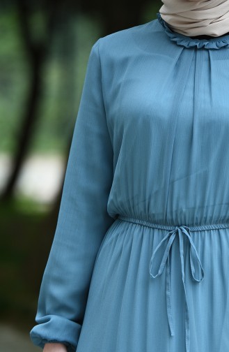 Robe Hijab Bleu Pétrole 8037-15