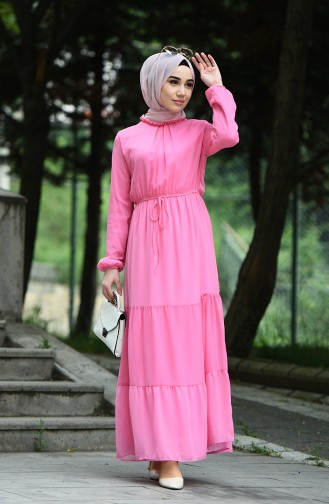 Sugar Pink Hijab Dress 8037-17