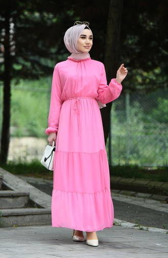 Sugar Pink Hijab Dress 8037-17